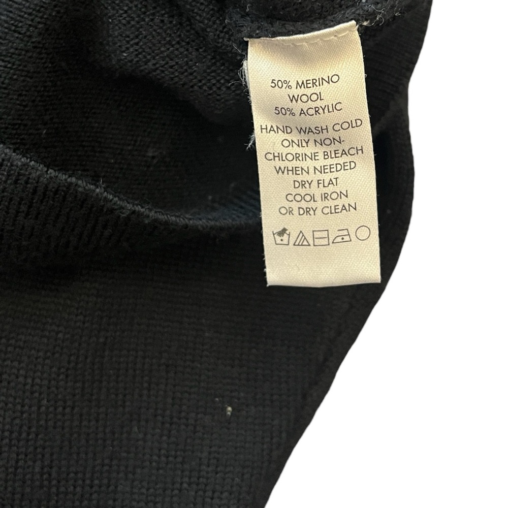 Calvin Klein Men’s Italian Yarn Merino Wool Black Crewneck Long Sleeve Sweater L - Picture 4 of 4
